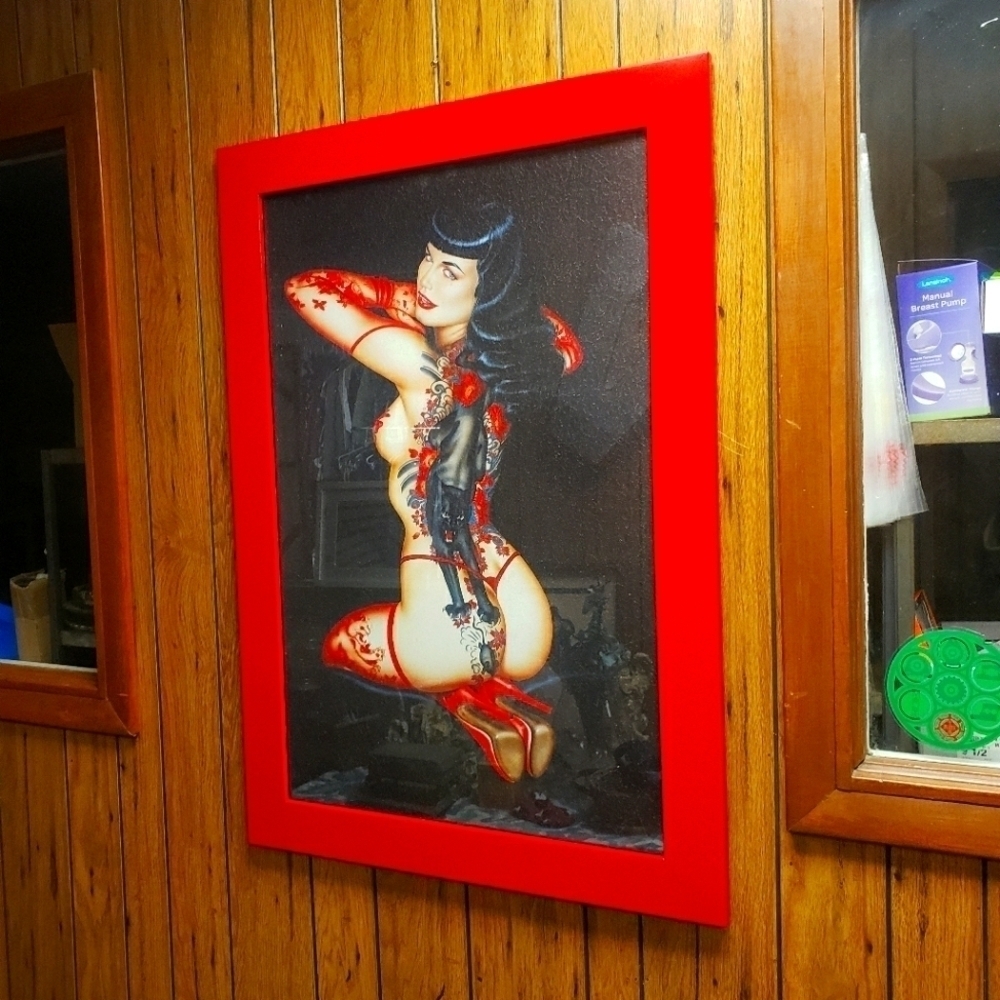 BETTY Page Hand Painted Canvas Brush Art Original Authentic 48" X 36" Art Paint